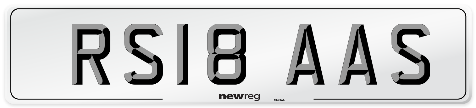 RS18 AAS Number Plate from New Reg